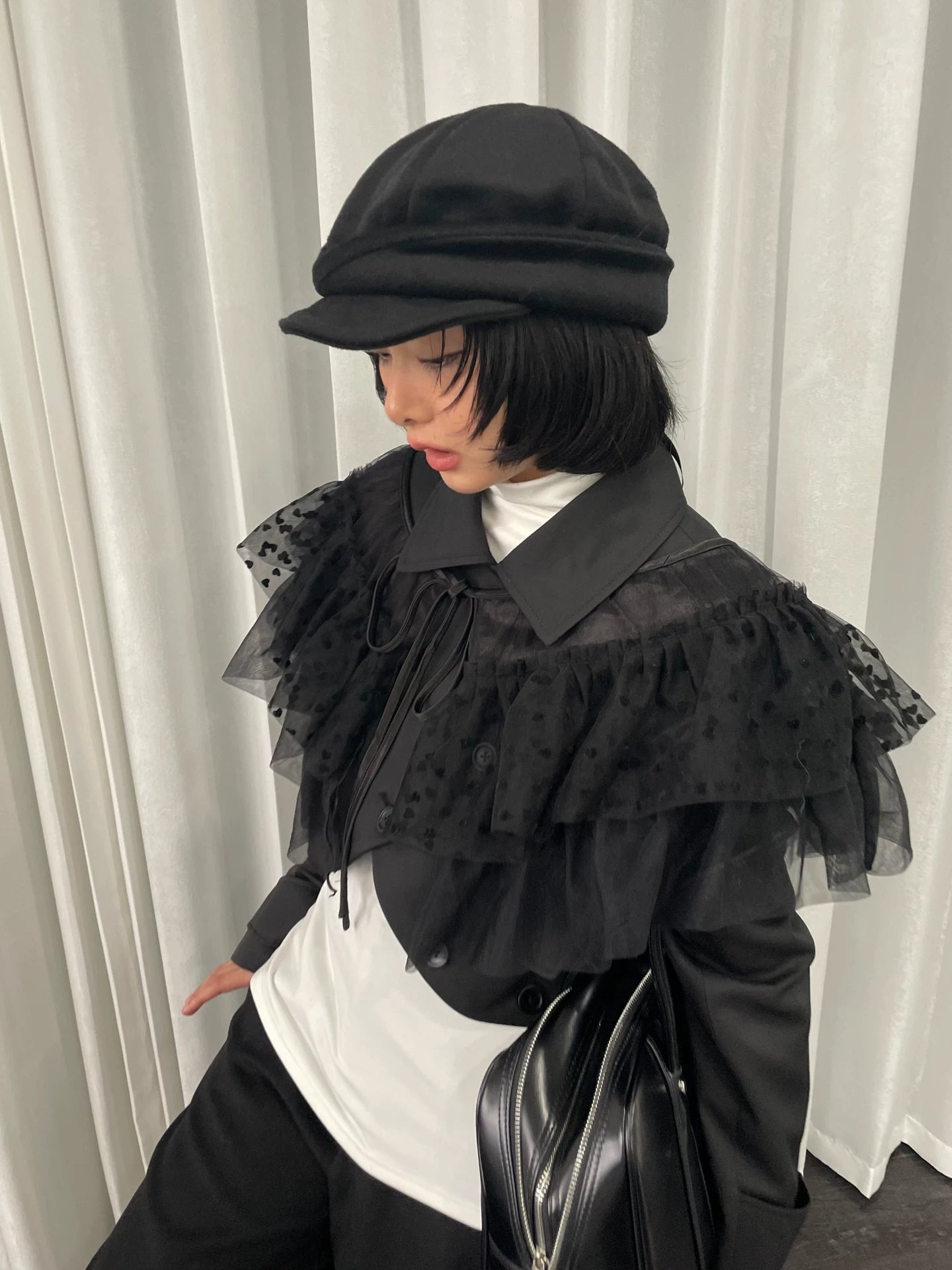 Loosesmell Multilayer Mesh Lace-Up Shawl Cape