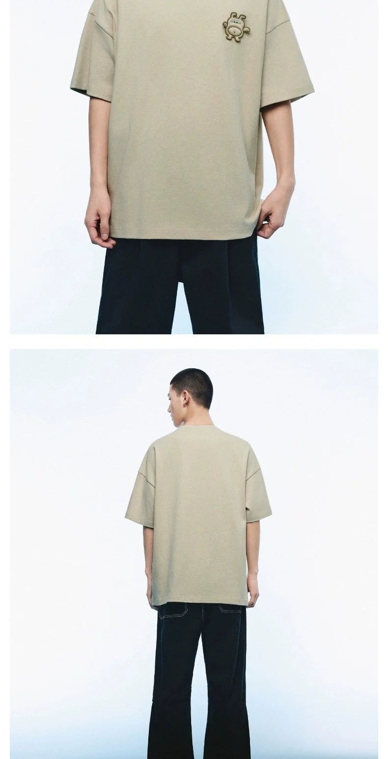 URBAN REVIVO Casual 3D Pattern Cotton Tee