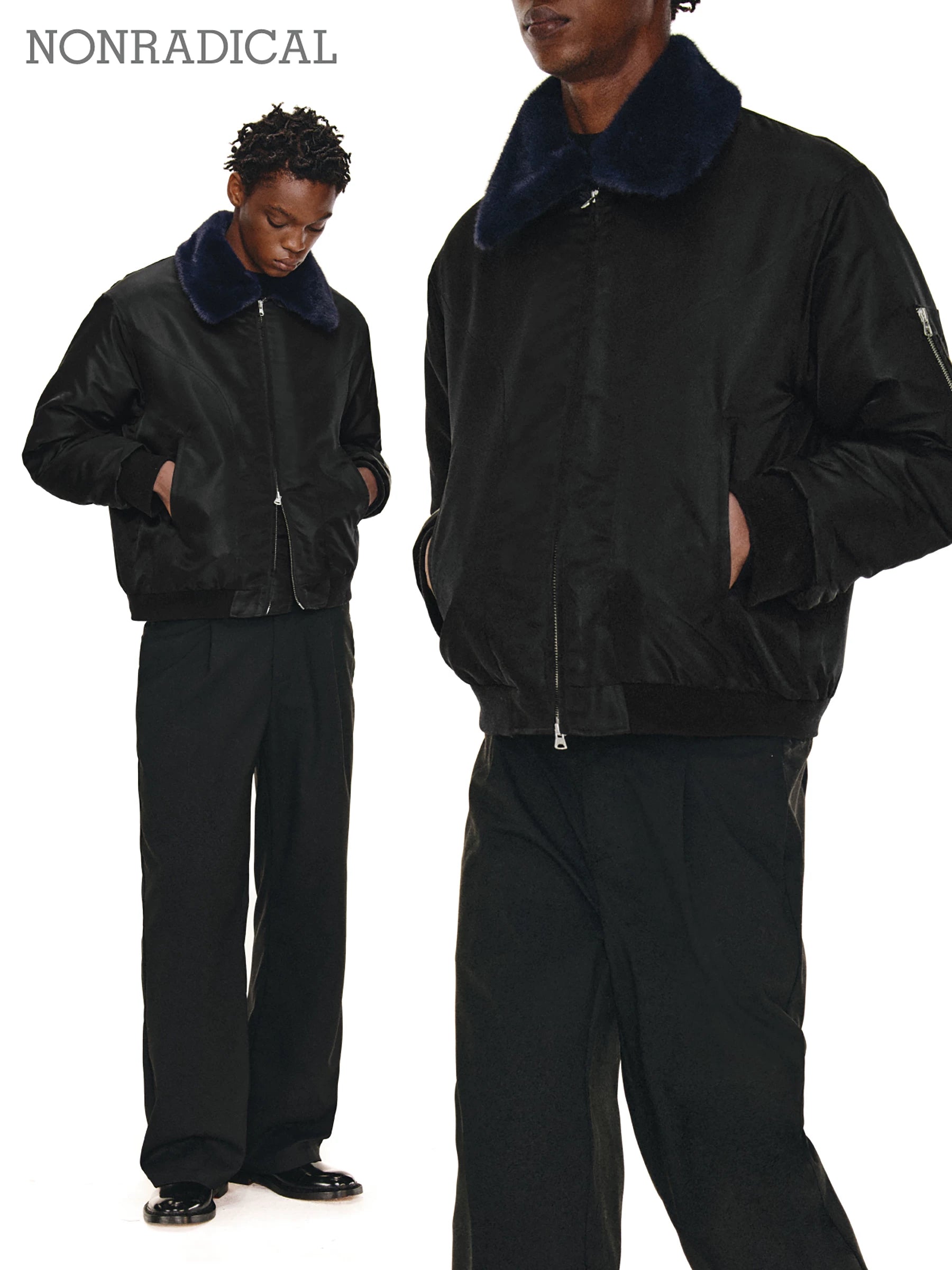 "Contrasting fur collar" bomber jacket NONRADICAL