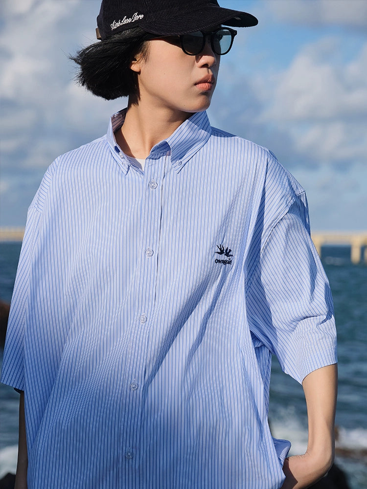 Battles Double Bird Embroidered Vintage Checked Short Sleeve Shirt