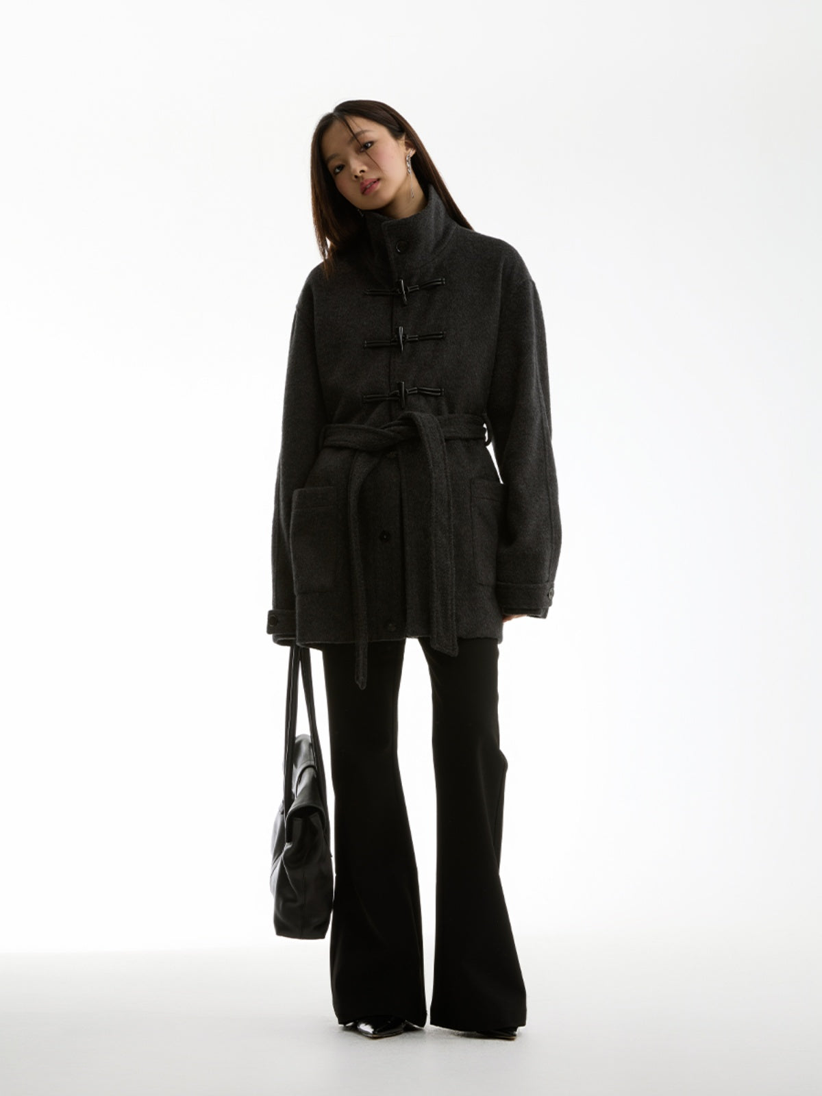 FUNKYFUN Horn Buckle Woolen Coat Jacket