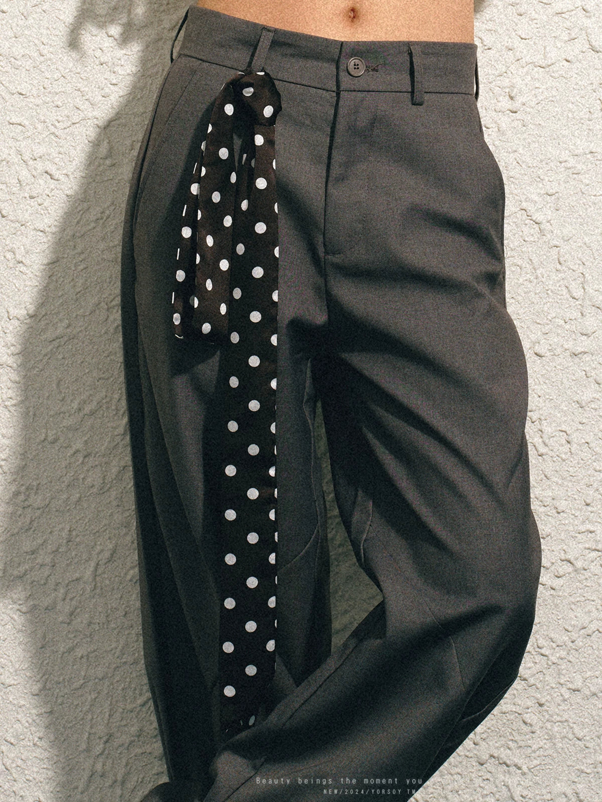 YORSOY Retro Polka Dot Thin and Narrow Silk Scarf