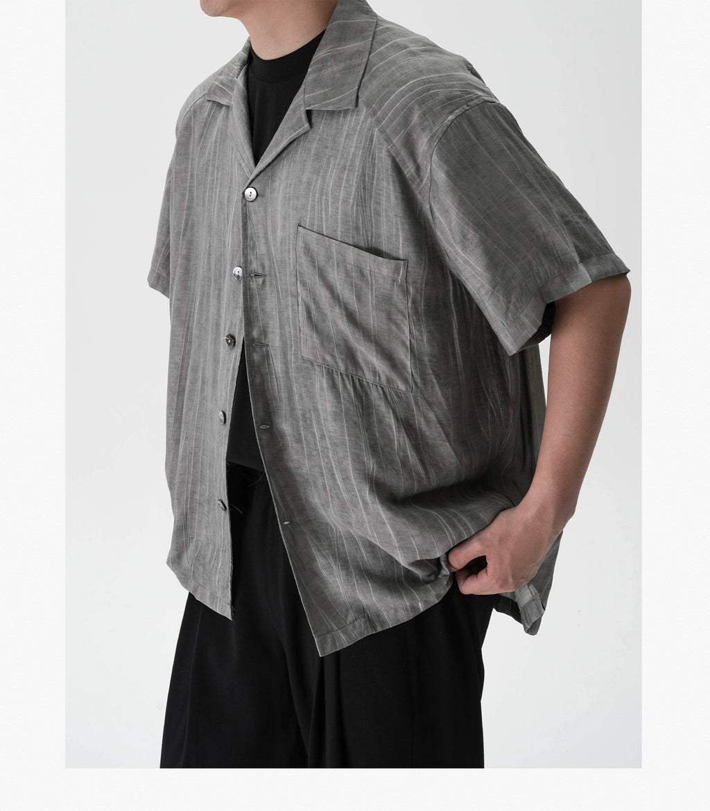 AWT Do Old Stir-fry Wash Pleated Texture Loose Shirt