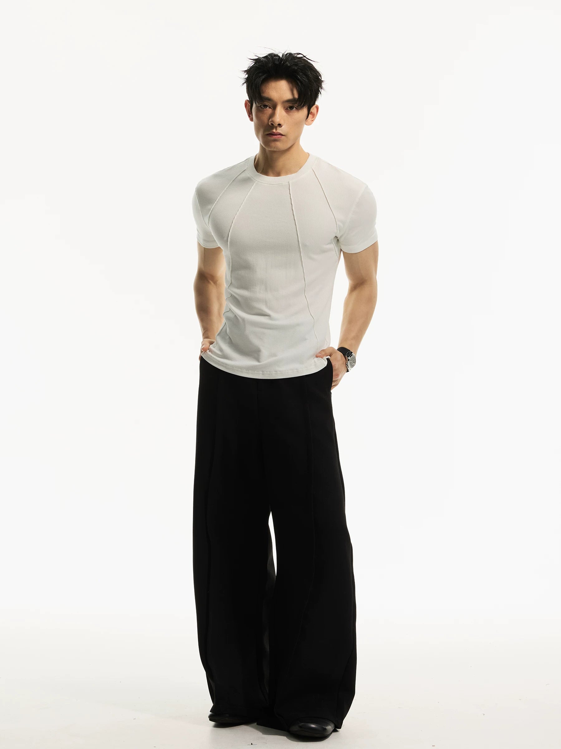 DAY NY Oblique Pleated Front Shoulder Casual Tee