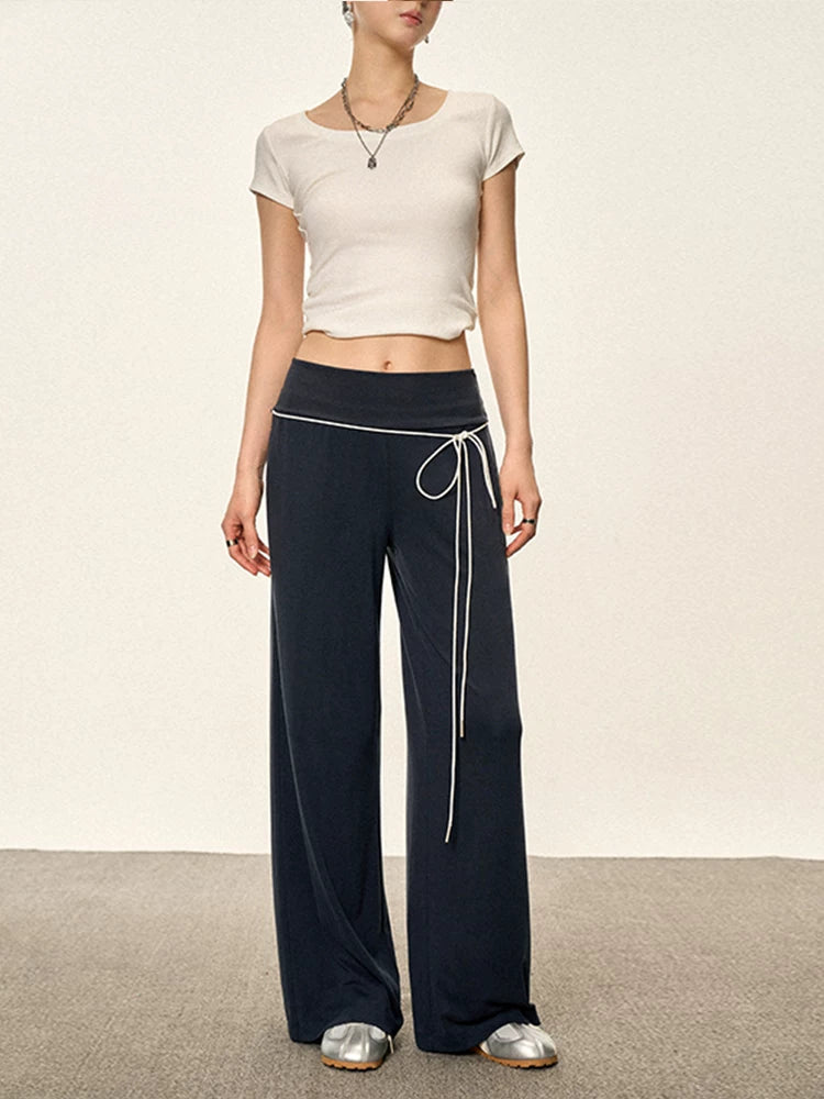 Cherry Melody High Waist Slim Wide Leg Straight Pants