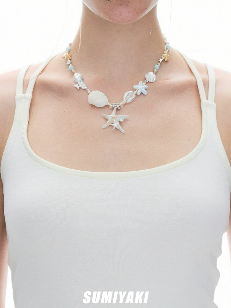 SUMIYAKI Starfish Shell Handmade Beaded Necklace