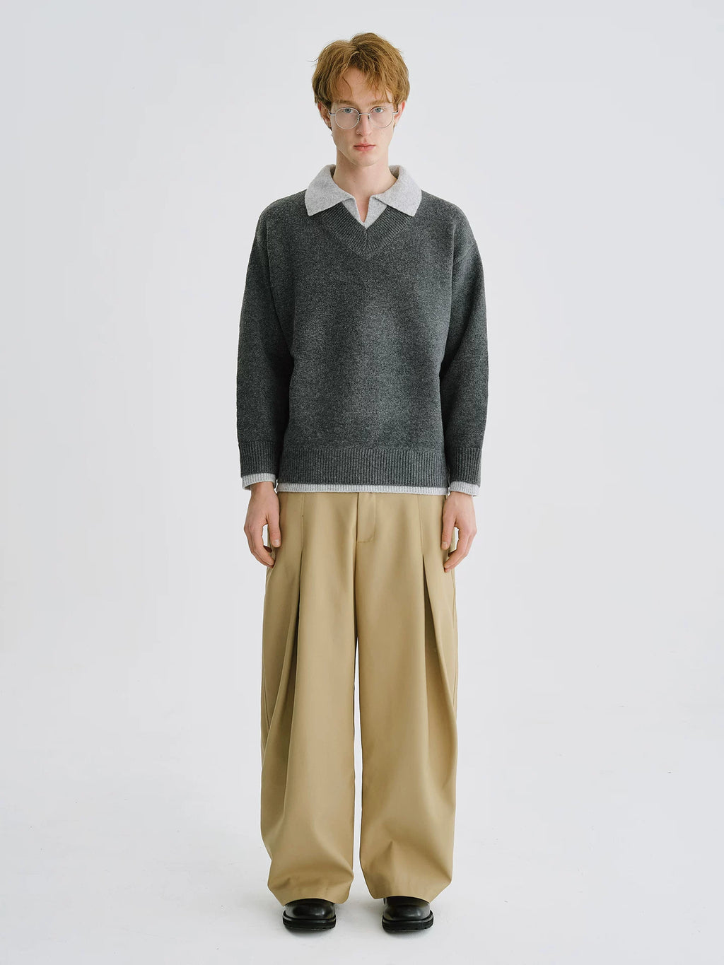 LIVINGTOWN Vintage Pleated Casual Wide-leg Pants