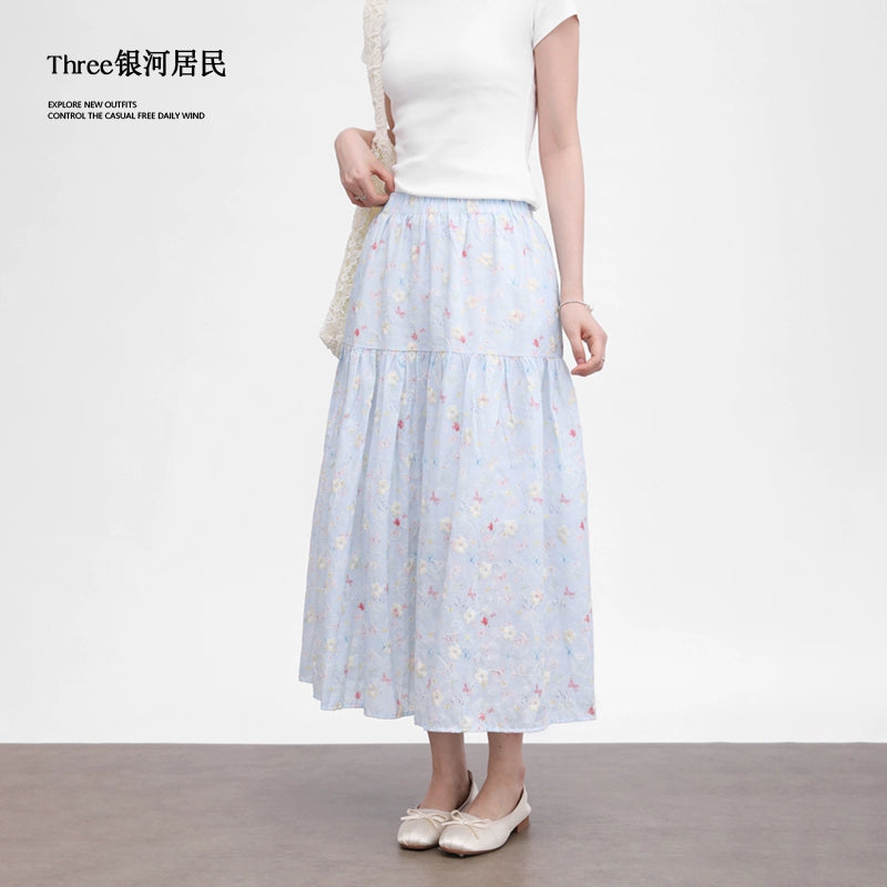 Three High Waist Thin Floral Skirts