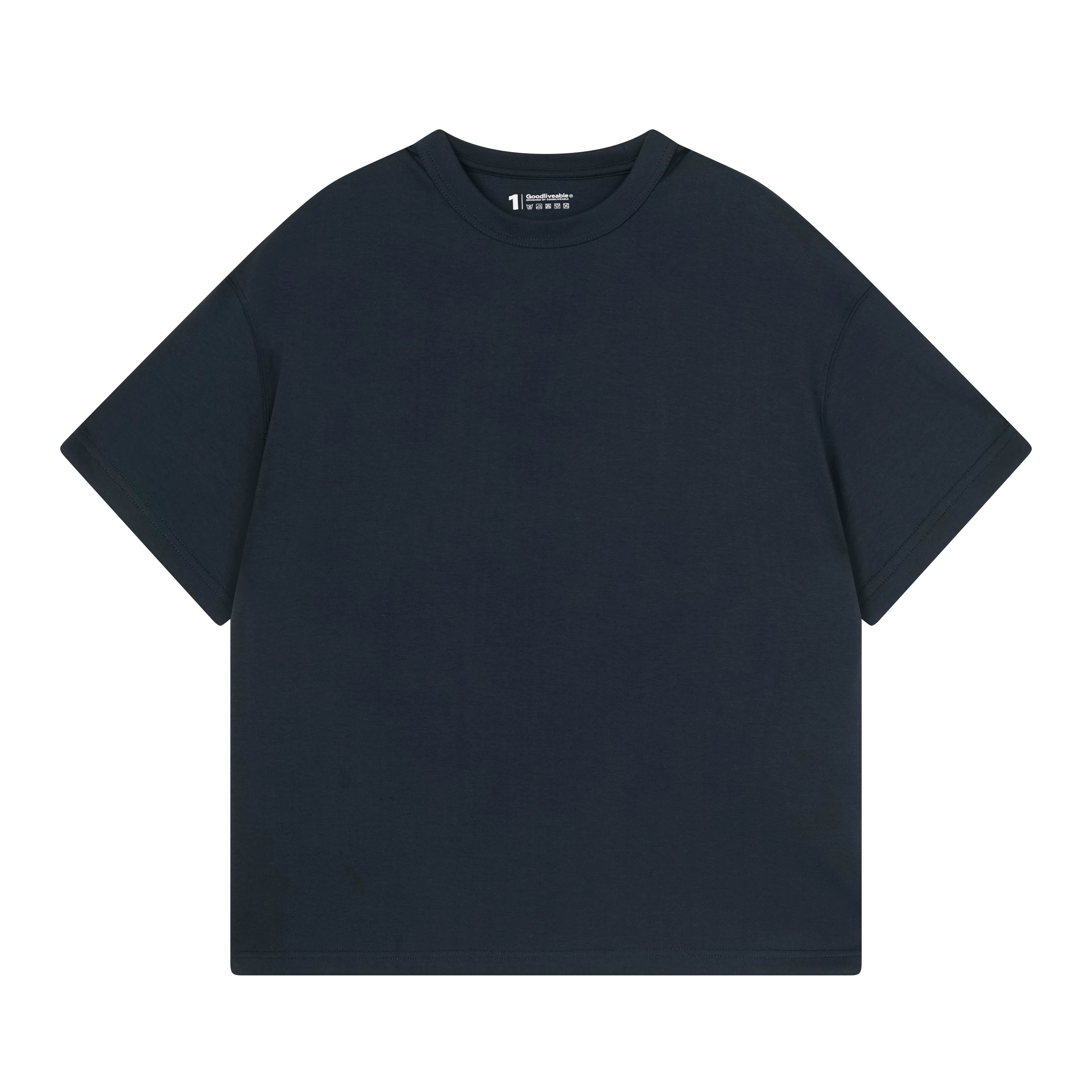 GOODLIVEABLE Simple Slightly Loose Small Neckline Tee