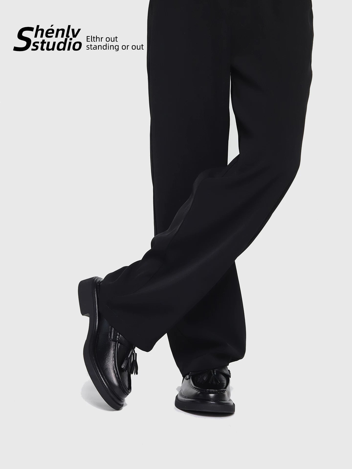 SHENLV STUDIO Fringed One-pedal Casual Thick-soled Heightening Leather Shoes