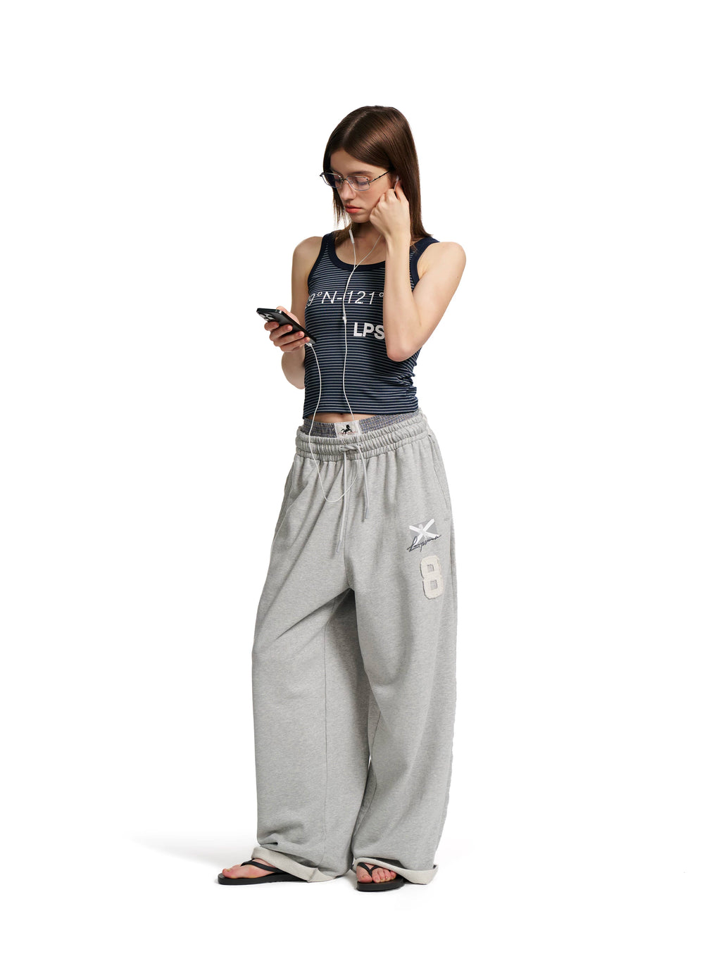 Loopsoon Letter Print Minimalist Striped Vest