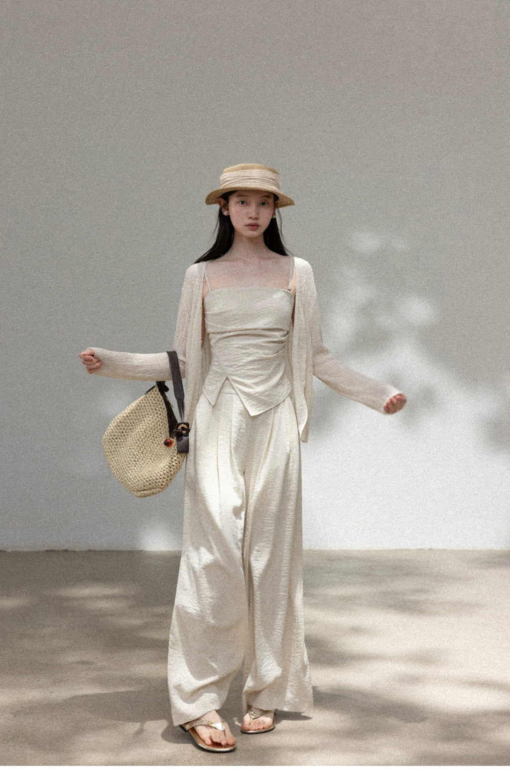 Cantonstory Backless Sleeveless Strap Casual Pants Set
