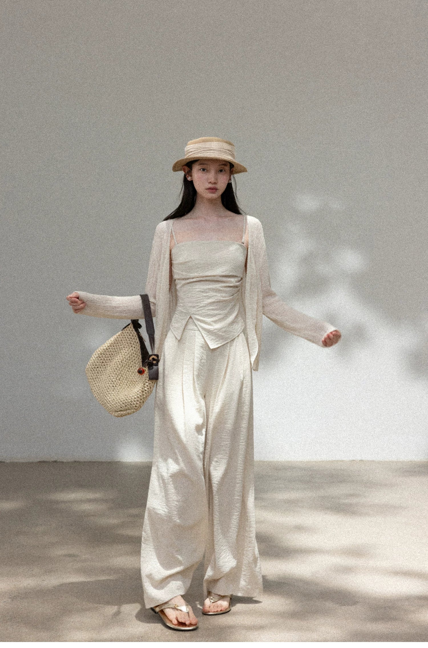 Cantonstory Backless Sleeveless Strap Casual Pants Set