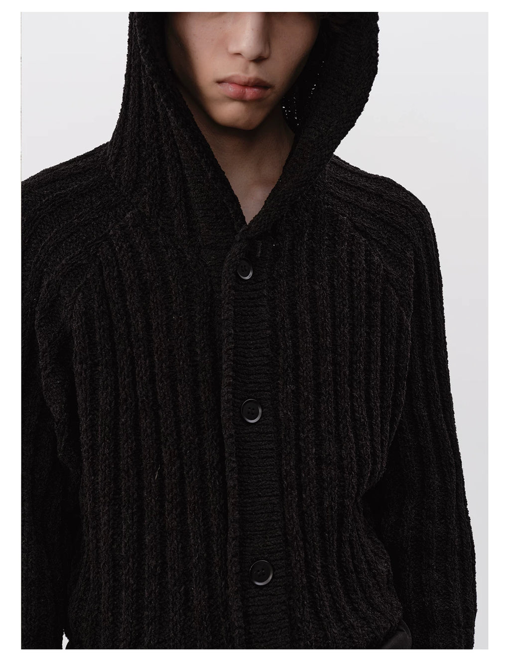 JCAESAR STUDIO Thick Pit Strip Knitted Hooded Sweater