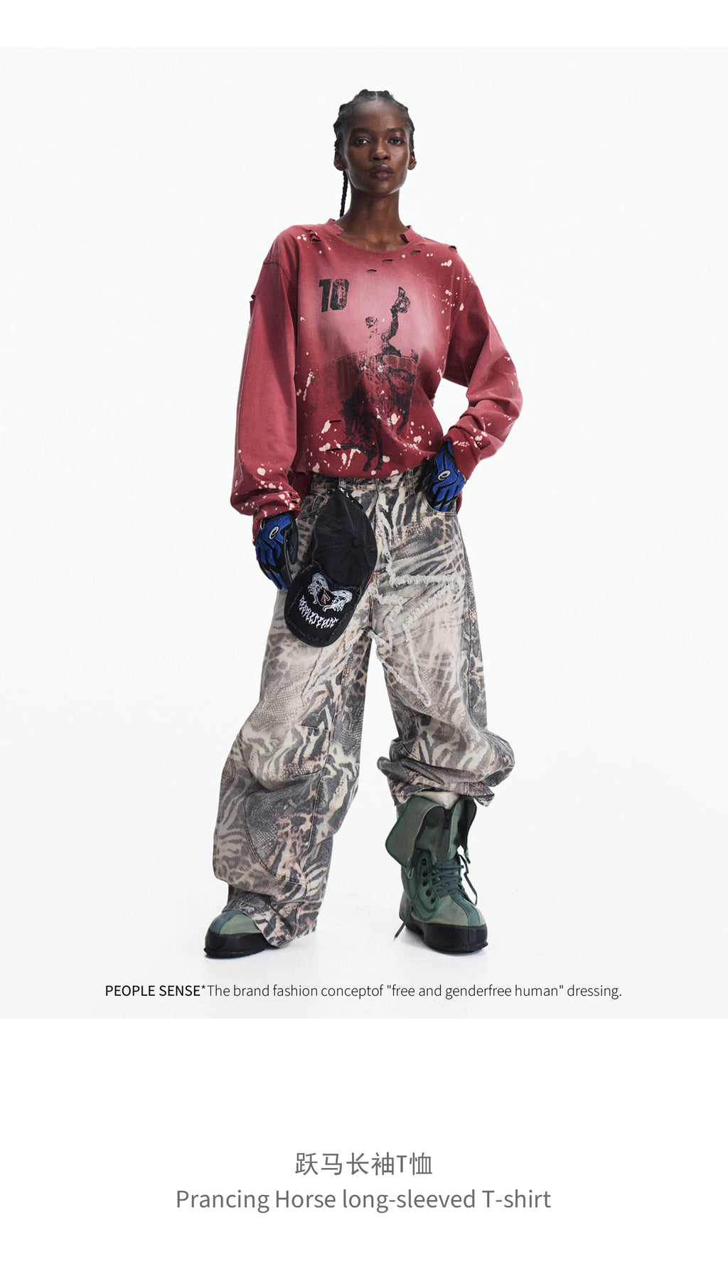 PEOPLESENSE Retro Ink Splashing Old Long Sleeves