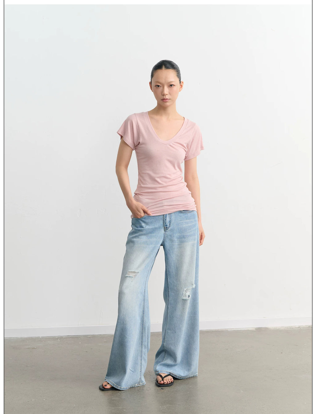 LINY LIBERTY Lazy Wind U Neck Slim Tee