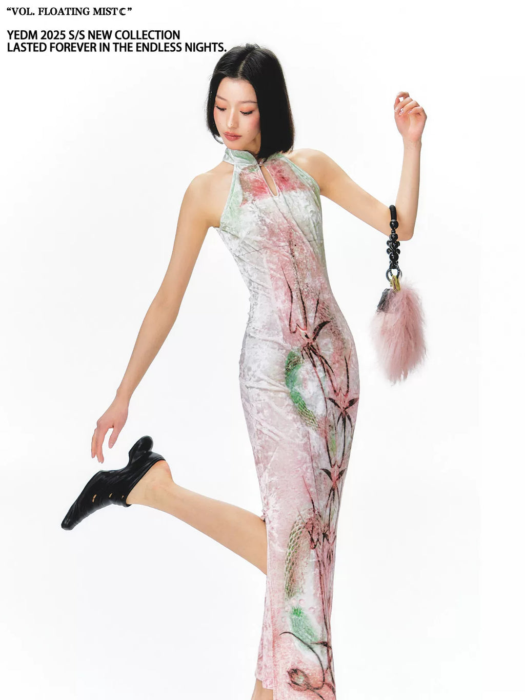 YEDM Retro Velvet Neck Dress
