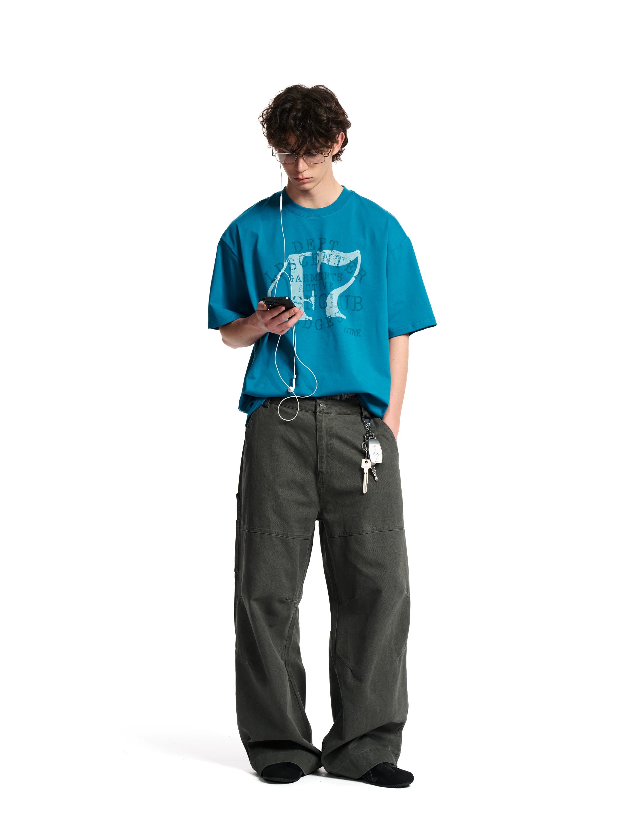 Loopsoon Retro Old Digital Print Crew Neck Tee