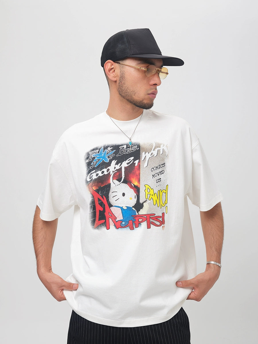 ComicTree Spoof Runaway Kitty Round Neck Tee