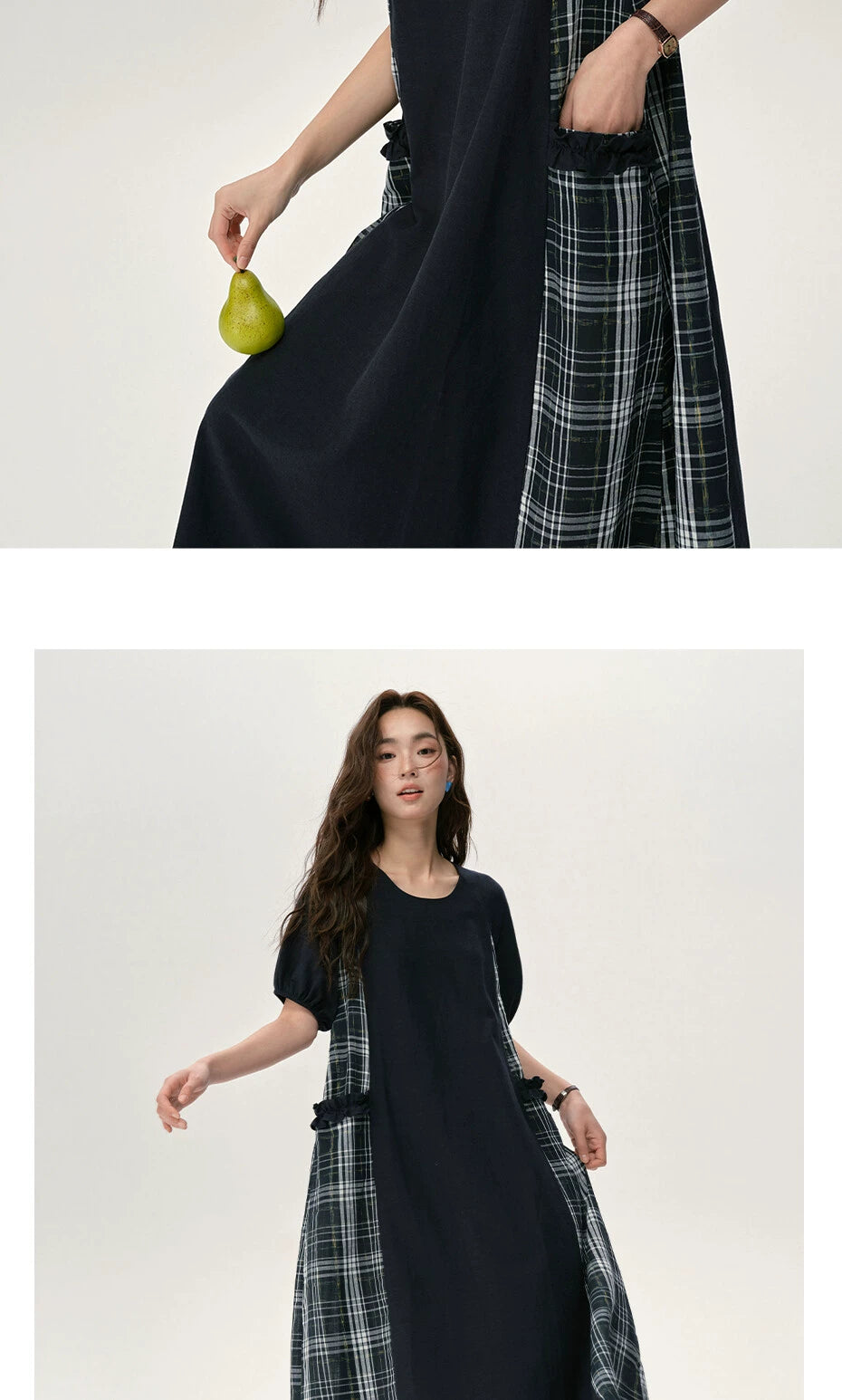 Giordano Patchwork Loose Crew Neck Dress