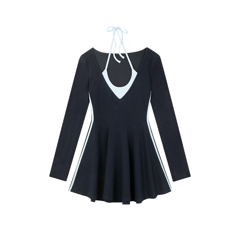 Zero Fake Two Slim and Thin Sweet Long-sleeved Skirts