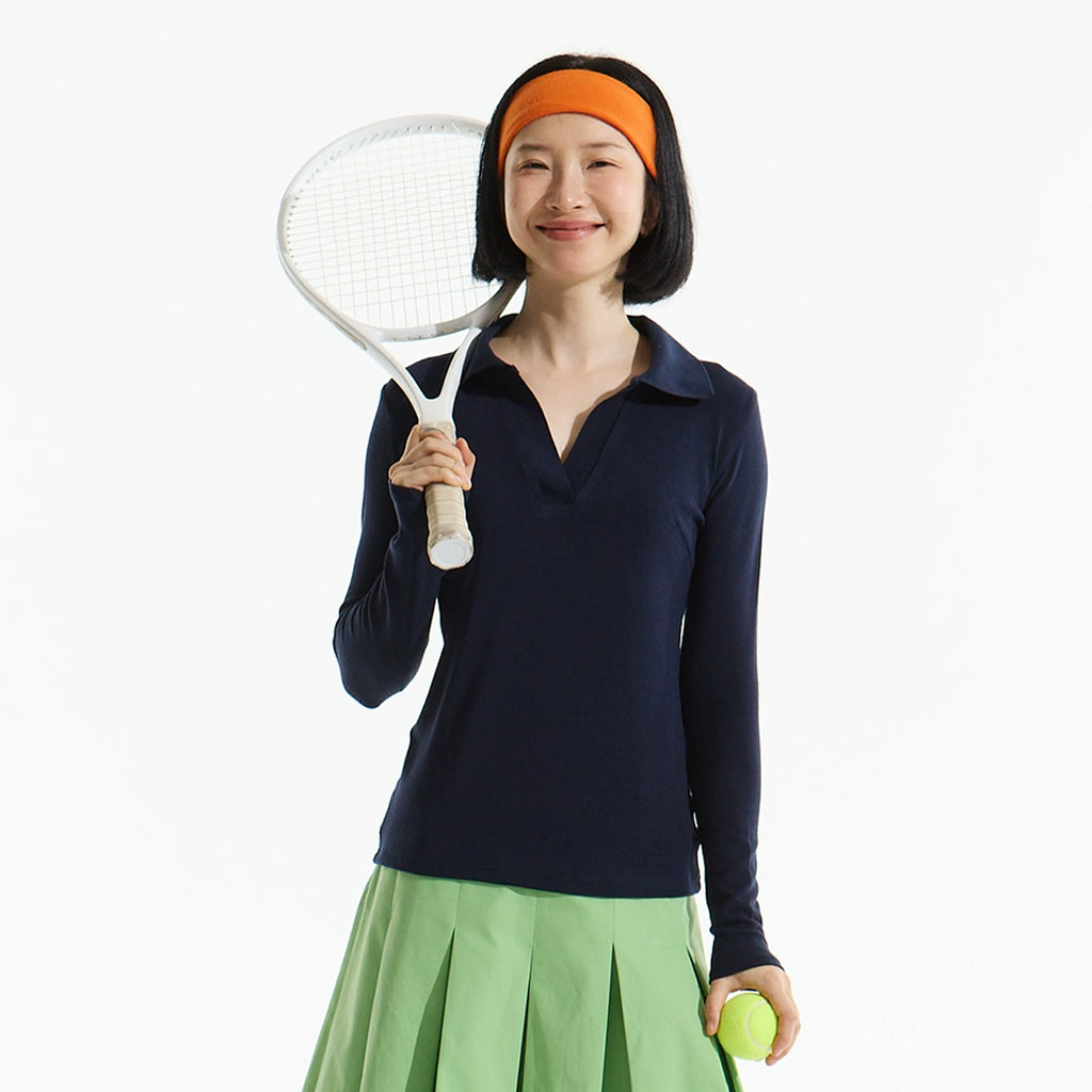 OWOX V-neck Simple Slim-fitting and Thin Polo Shirt