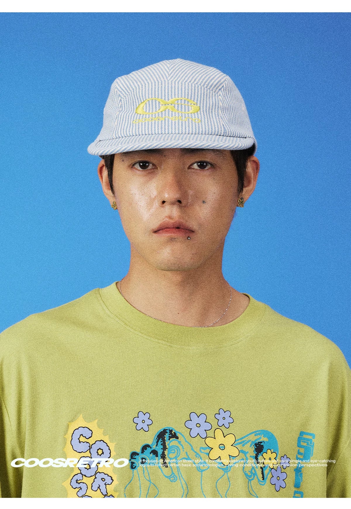 CoosRetro Soft Top Striped Embroidered Versatile Baseball Cap