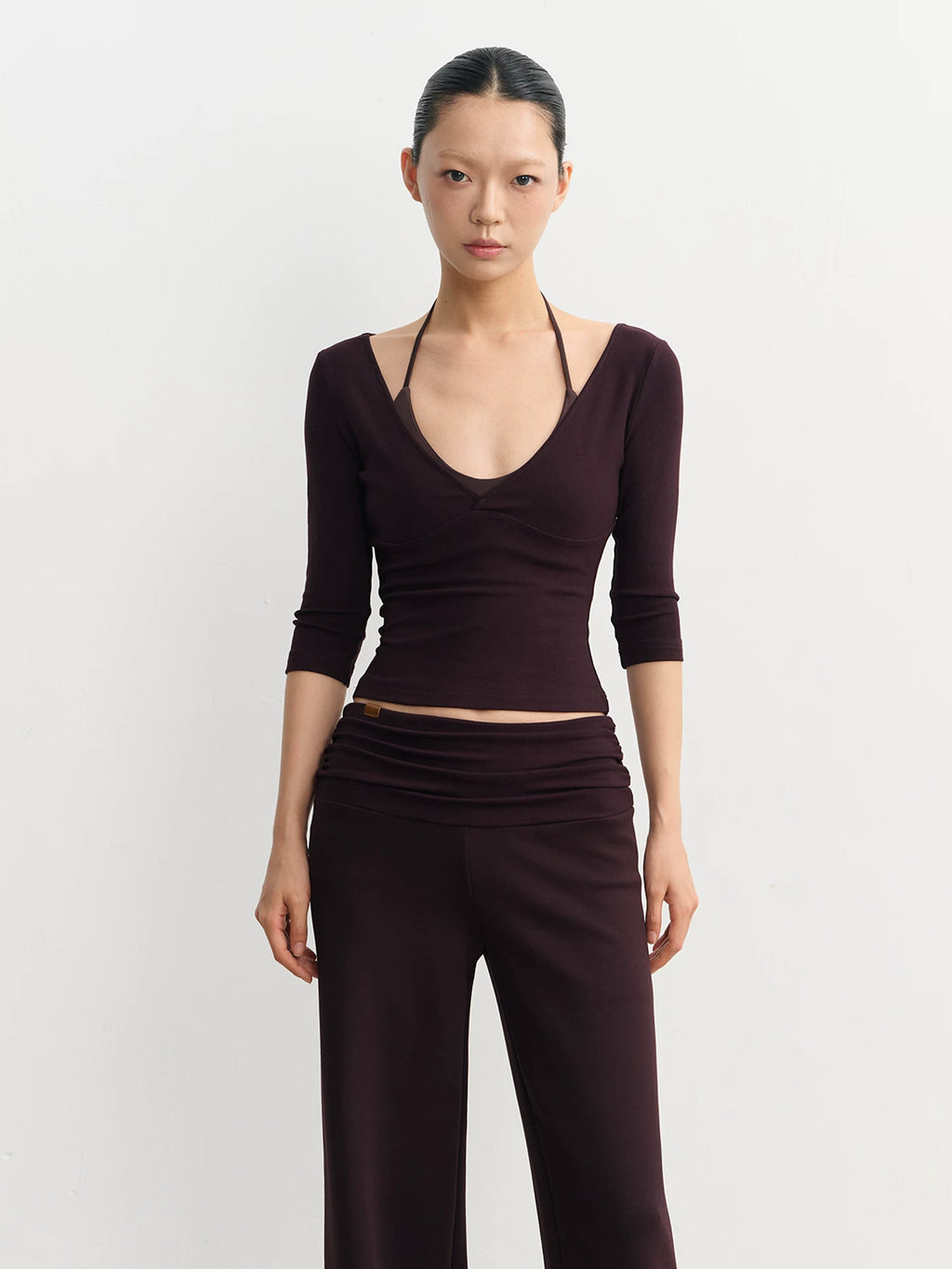 LINY LIBERTY26SS Slim-fit V-neck Micro-pull Casual Pants Sports Suit