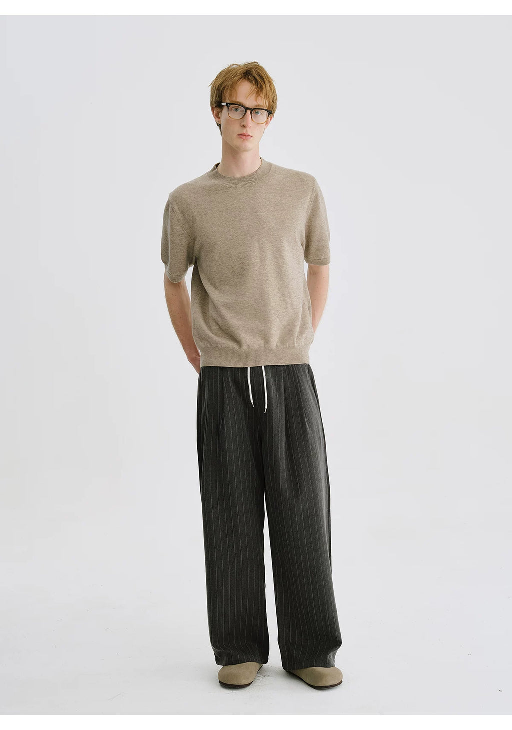 LIVINGTOWN Vintage Versatile Crew Neck Knitted Tee