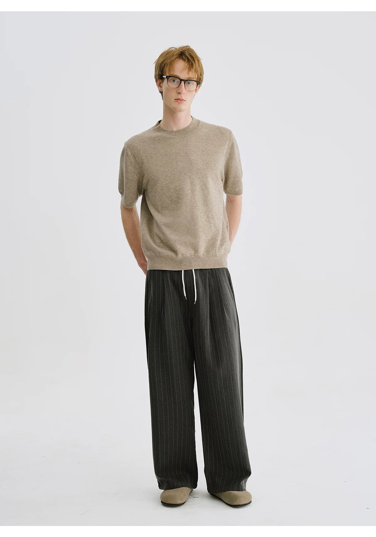 LIVINGTOWN Vintage Versatile Crew Neck Knitted Tee