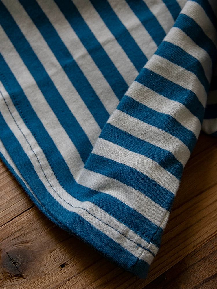 PrintAce Retro Shell Buckle Light Blue Striped Loose Tee