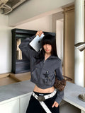 EAHO Retro Rivet Splash Cardigan Sweater