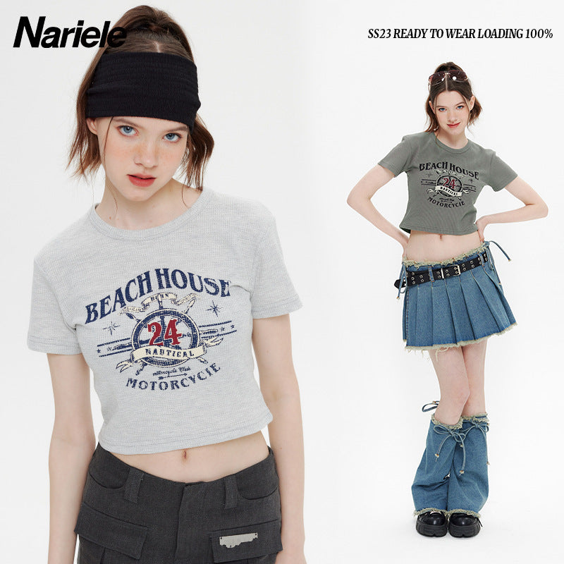 Nariele Waffle Retro Babes Crew Neck Tee