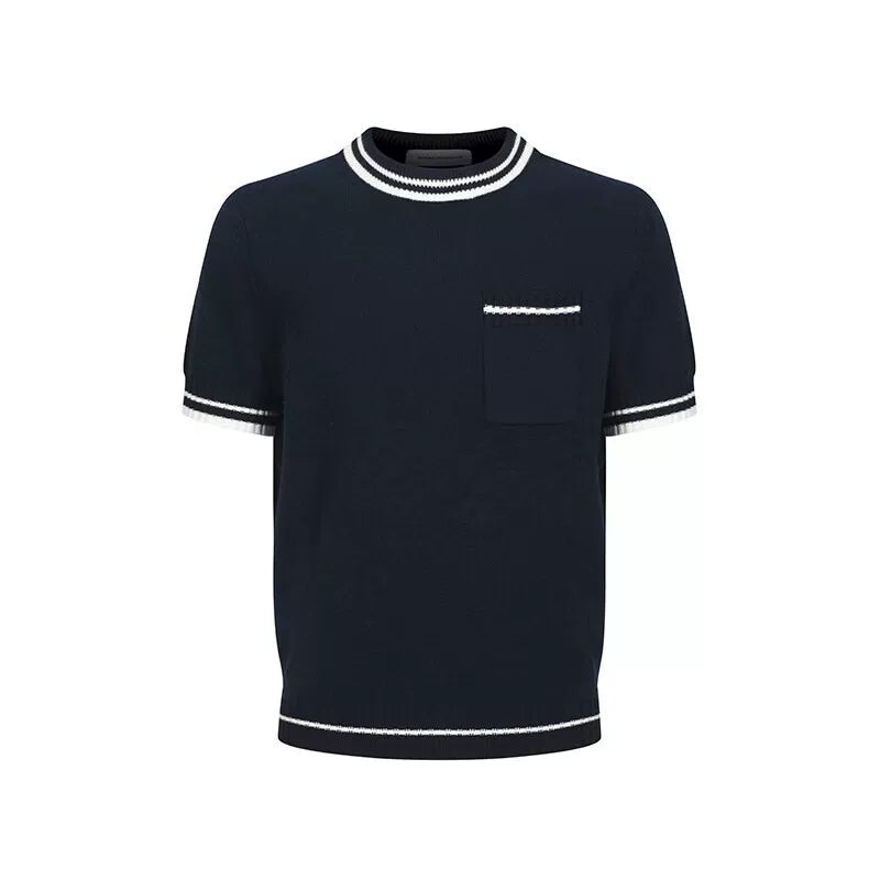 TERRAINCOGNITA Contrast Color Soft Waxy Casual Knitted Tee