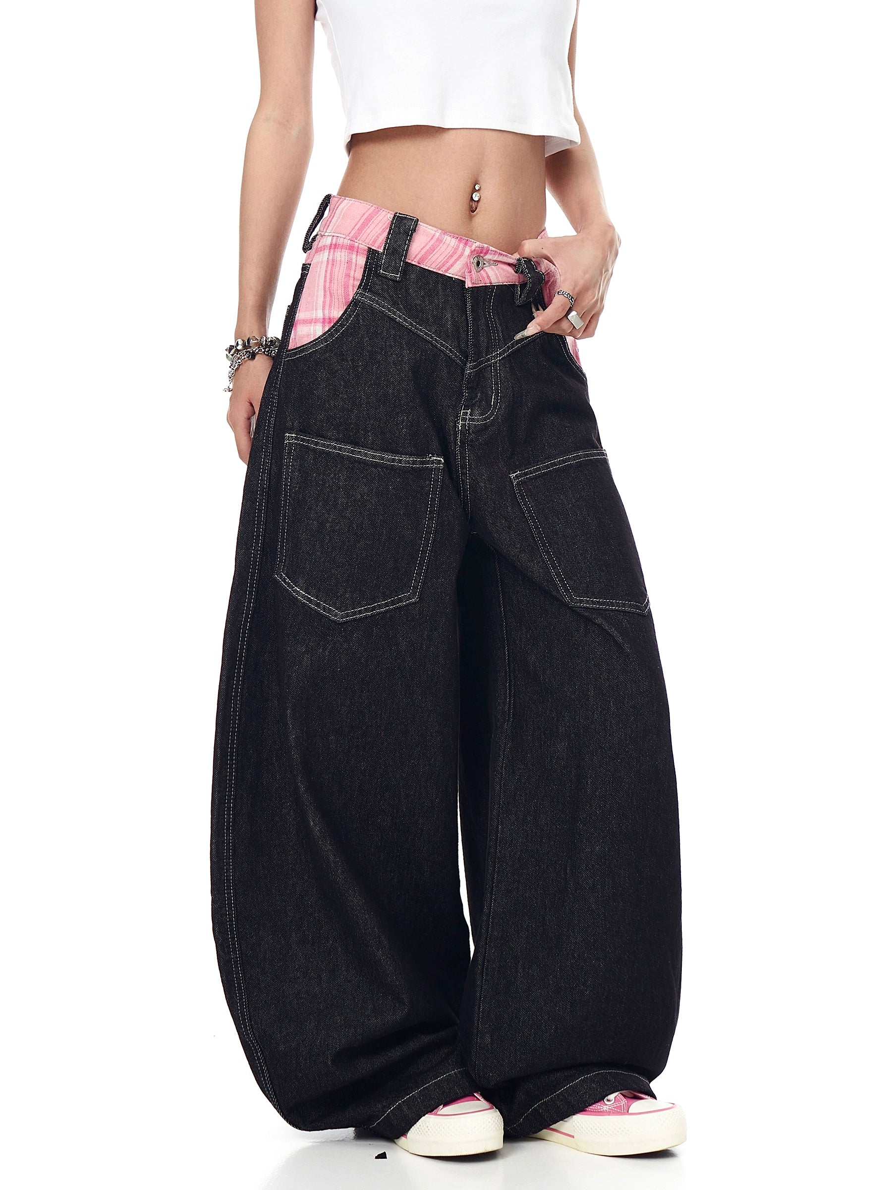 BLACKLISTS Vintage Plaid Scimitar Jeans