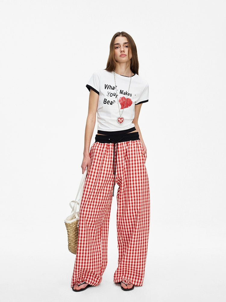 BGT Fake Two Pieces of Love Sports Pure Cotton Tee