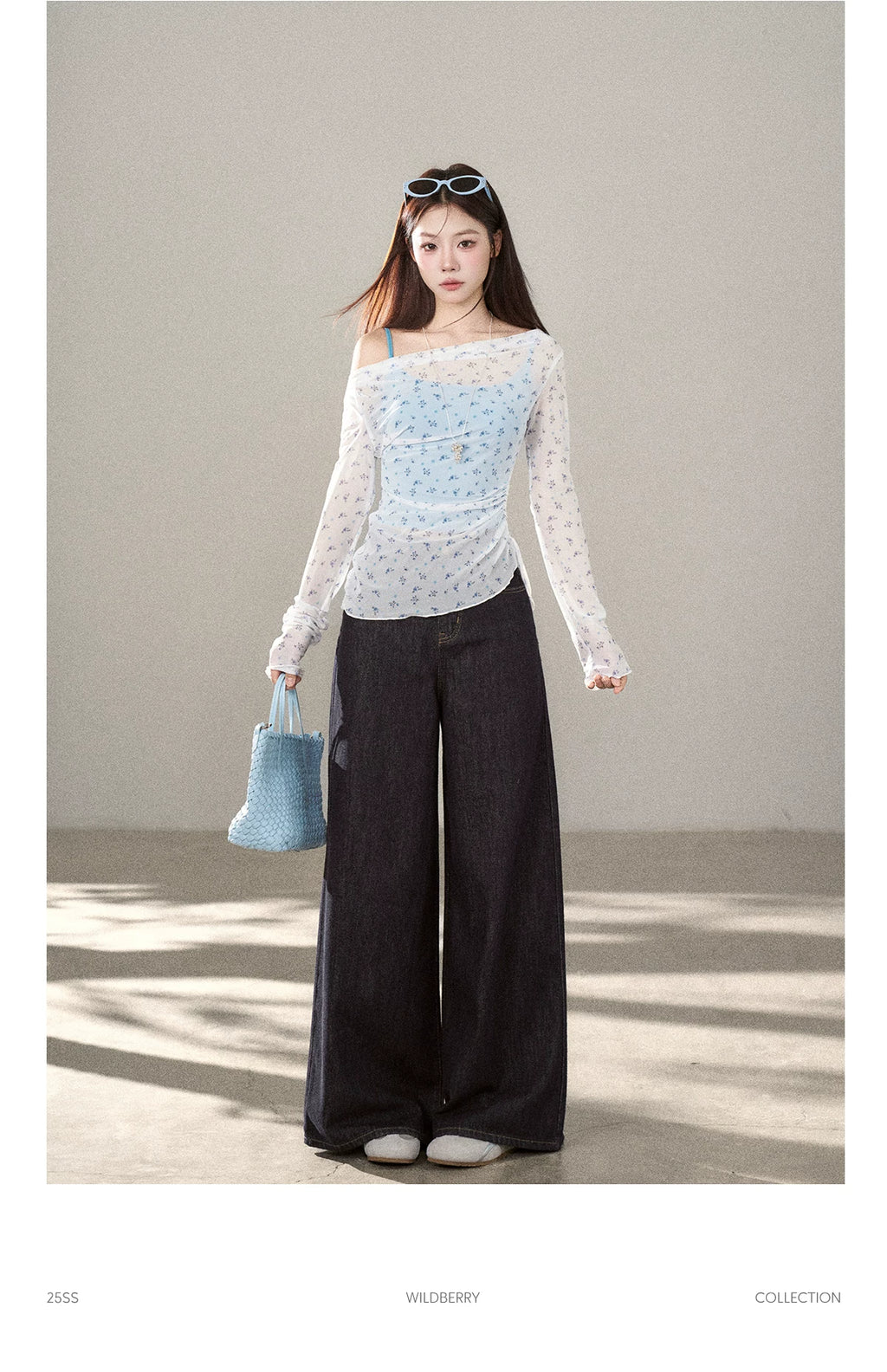 Wildberry Slim Skinny Floral Long Sleeve Sunscreen Blouse