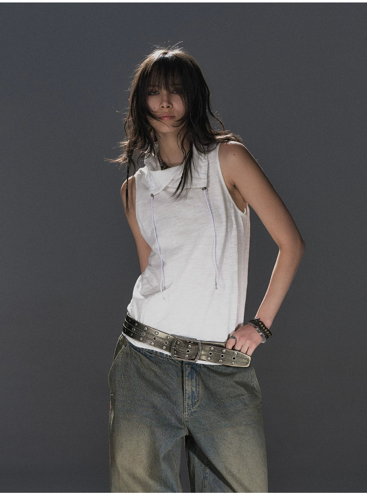 WearAndtear Drawstring Loose Sleeveless Vest Sling