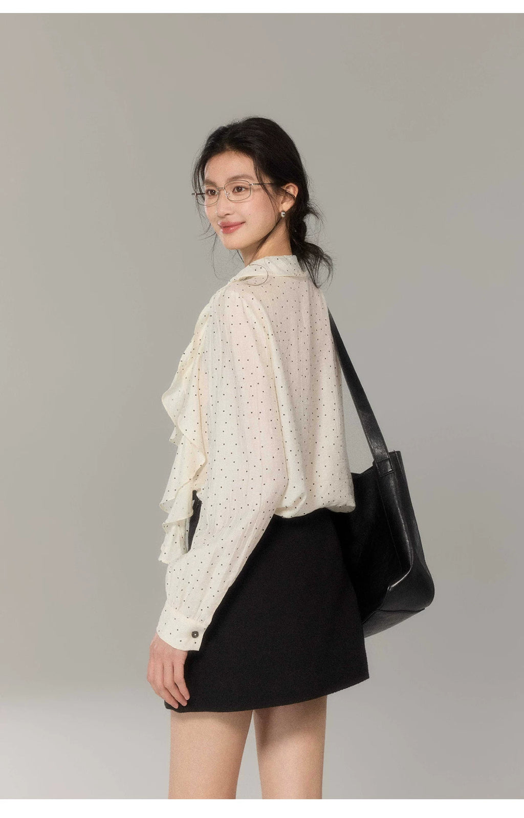 TYANG Polka Dot Fungus Edge Loose Streamer Shirt