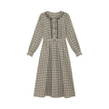 Kano Fungus Edge Collar Bubble Sleeve Plaid Dress
