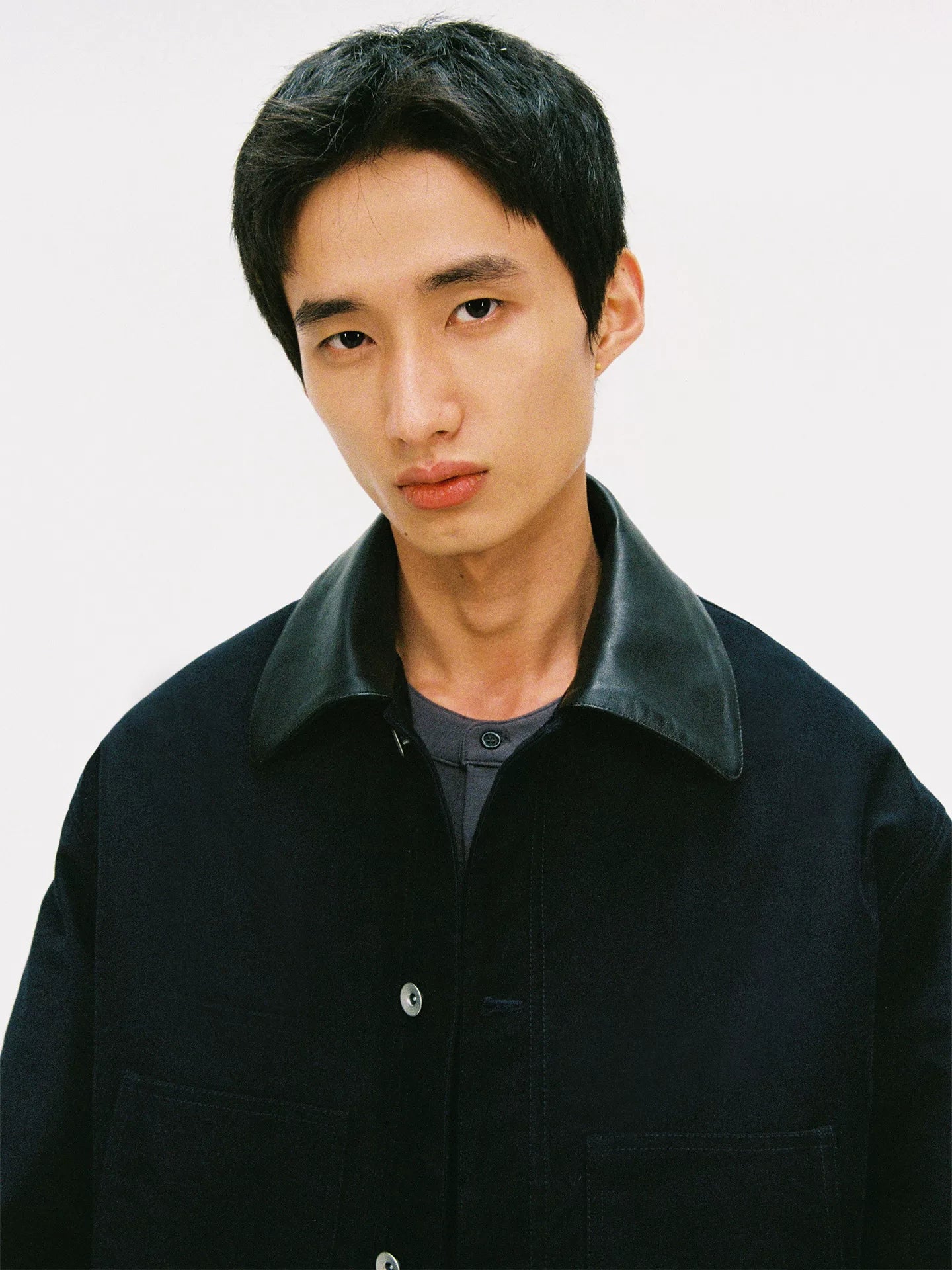 No Logo Cowhide Collar Warm Cotton-padded Jacket