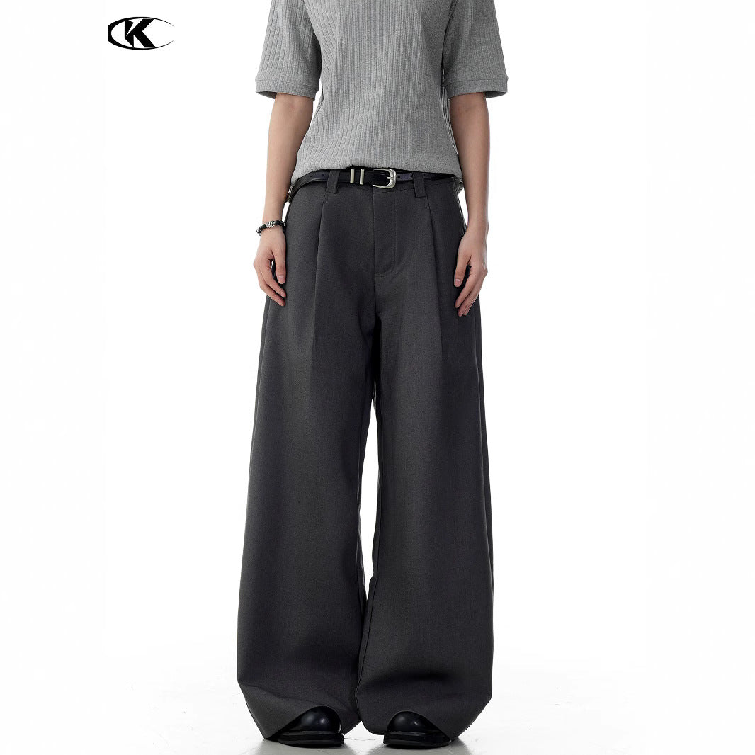 11KN Straight Drape Wide-leg Loose and Simple Casual Trousers