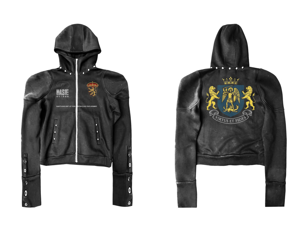 DETW Badge Stitched Rivet Hooded Jacket