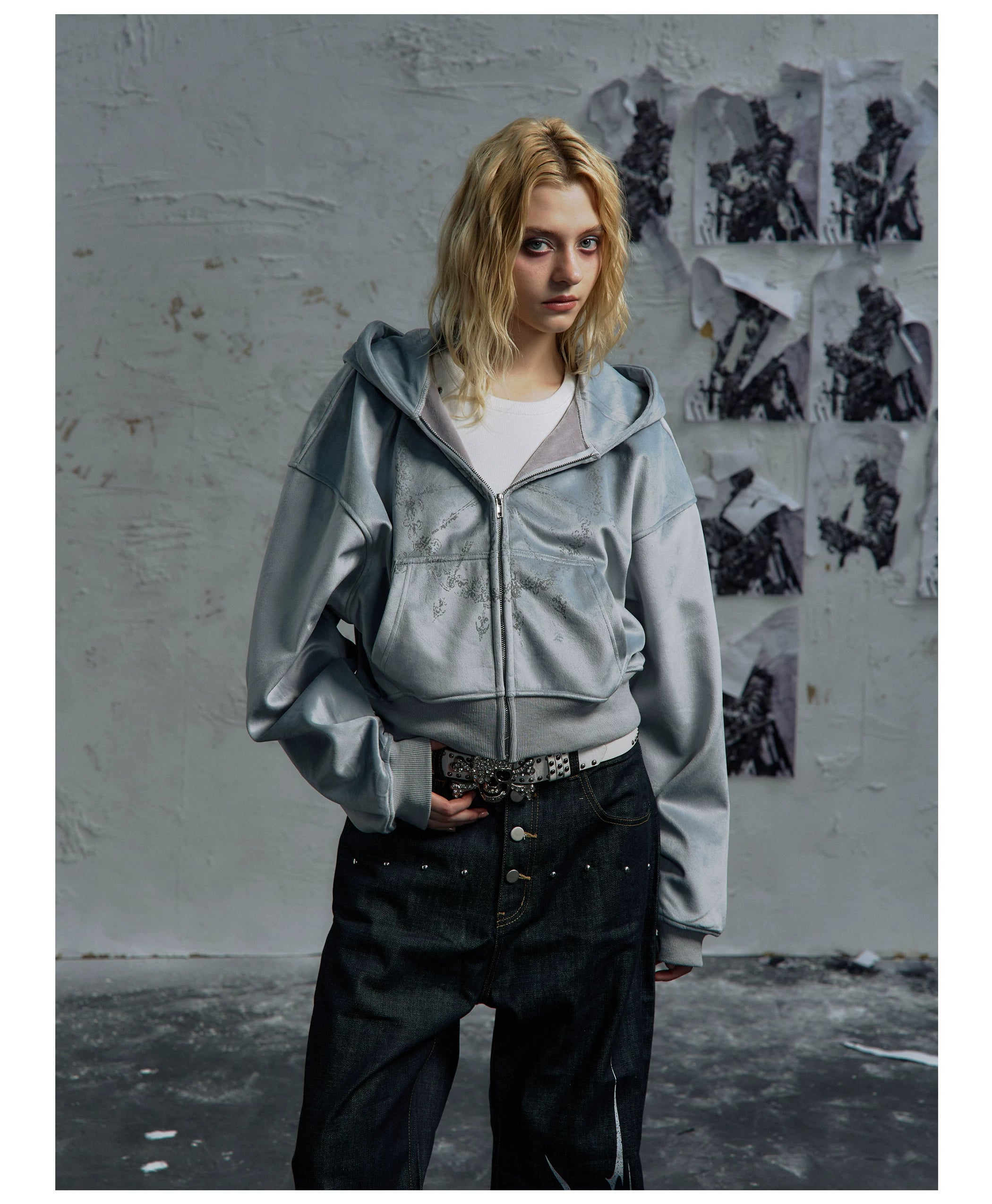 PAIKI Bright Wizard Hat Velvet Hooded Zip Sweater