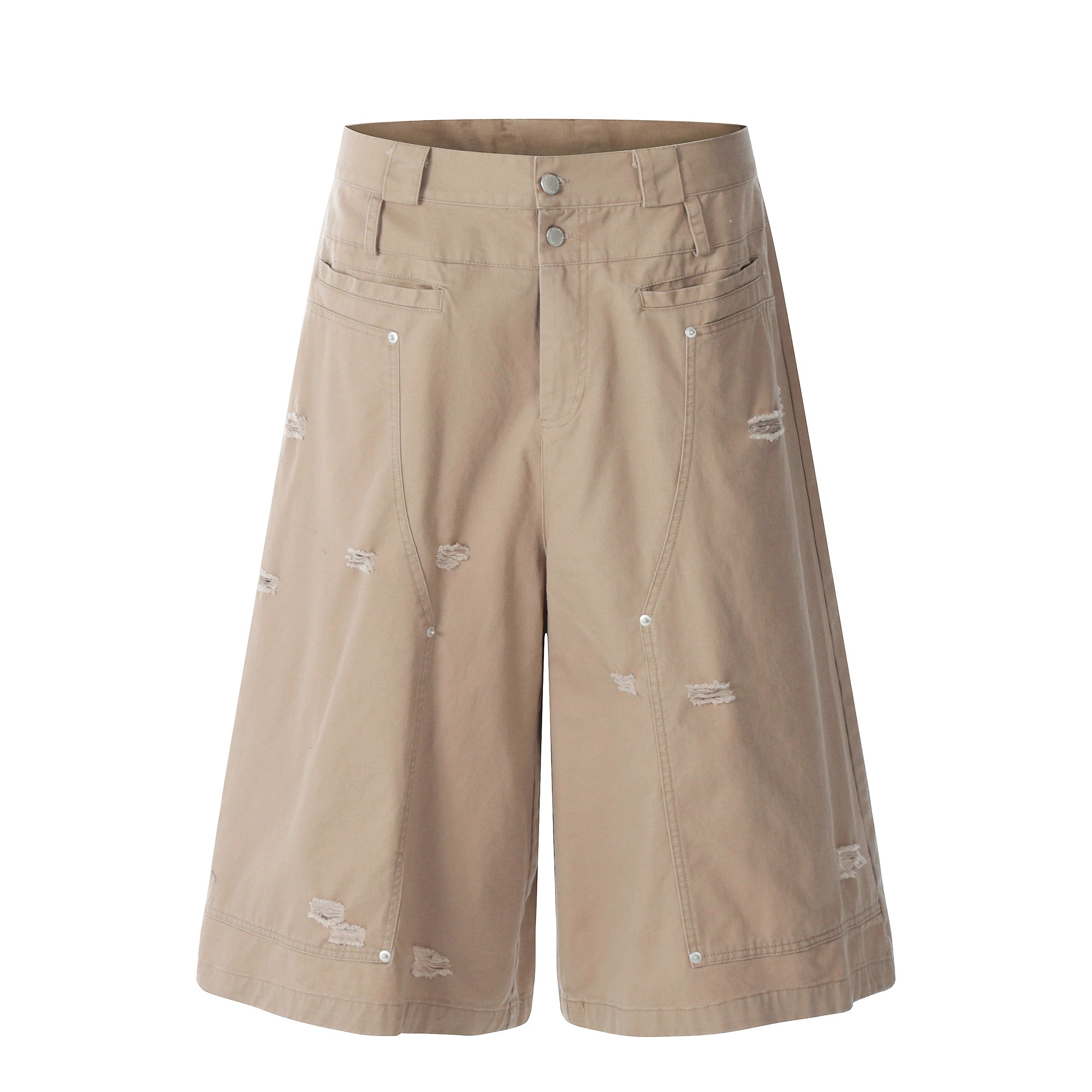 NOMANIAI Ripped Tooling Straight Cropped Pants