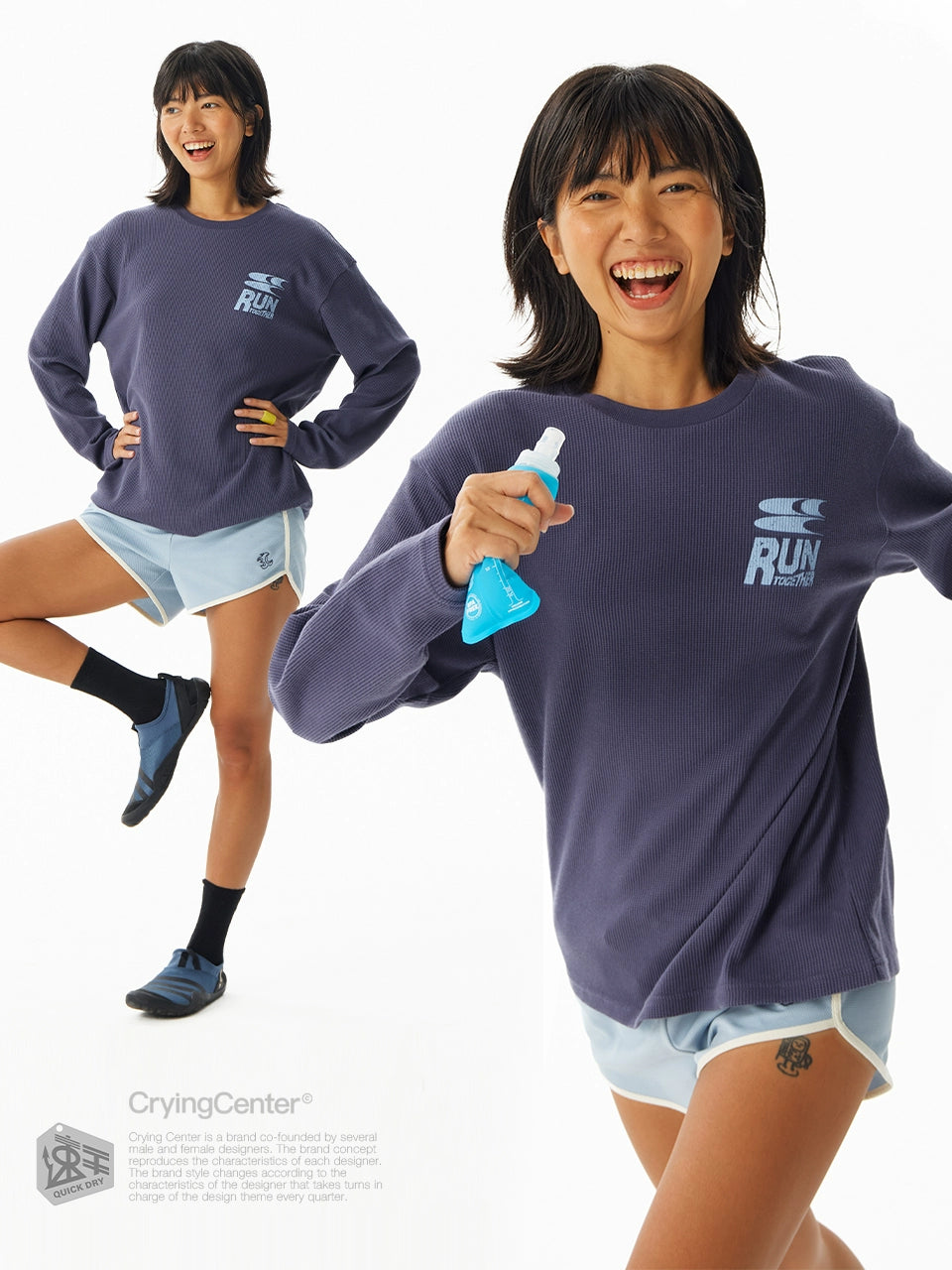 CryingCenter Quick Drying Breathable Waffle Loose Long Sleeve