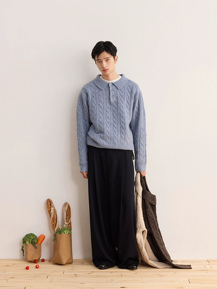 CARPEM Japanese Retro POLO Loose Short Sweater