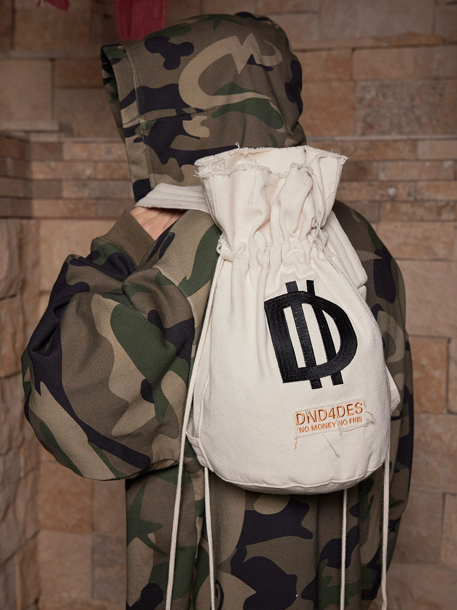 DND4DES Millennial Style Y2k Spoof Drawstring Double Shoulder Bucket Bag