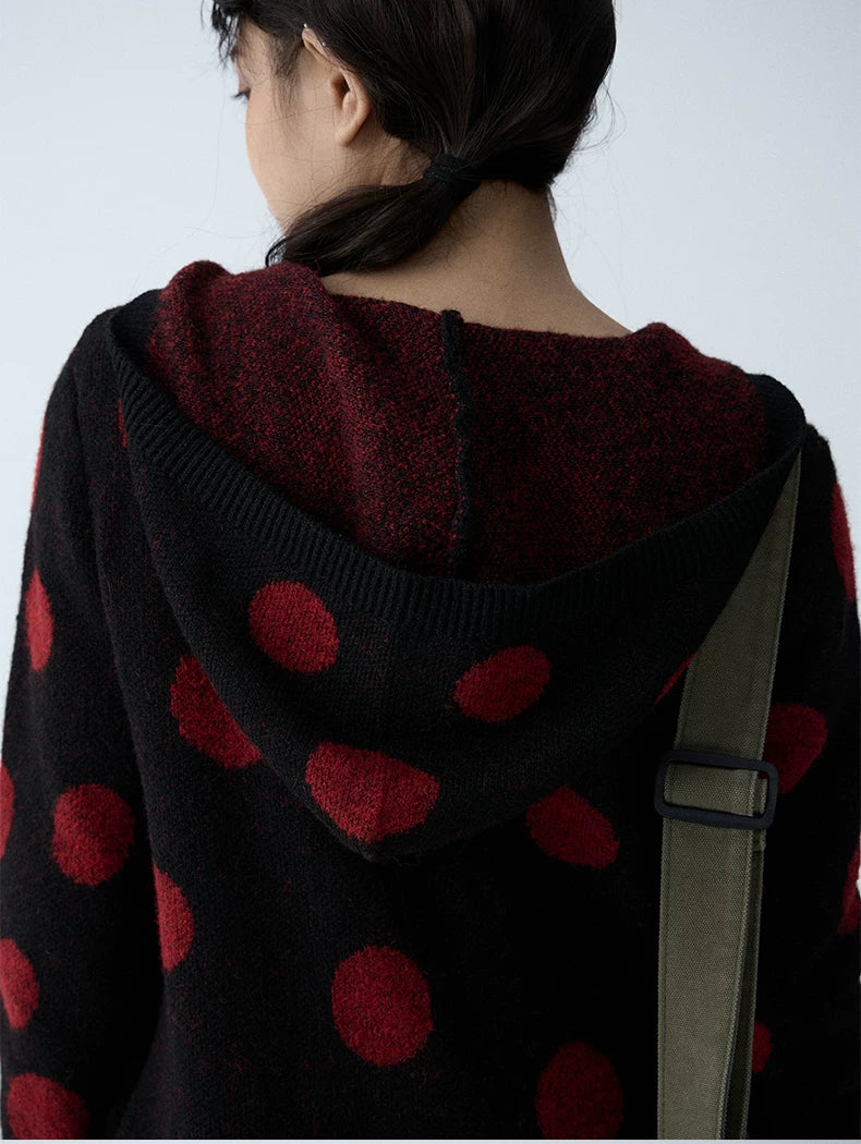 In Two Twos Vintage Polka Dot Long Knit Sweater Cardigan