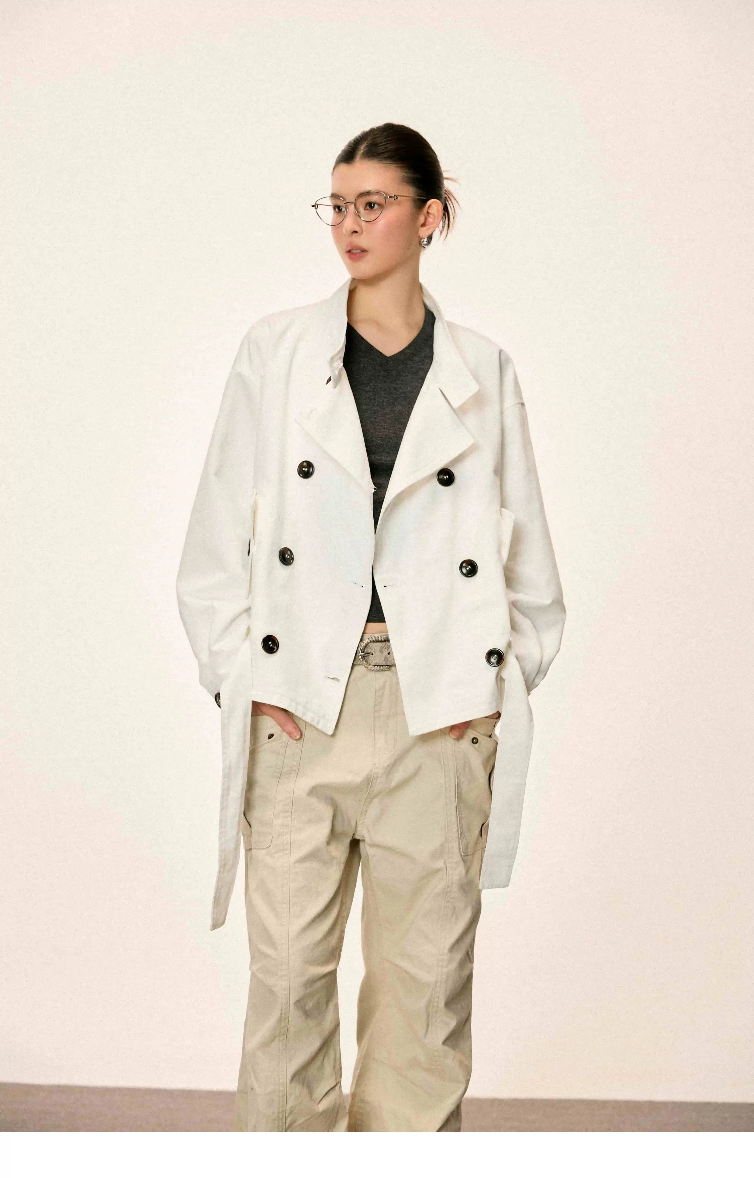 Cherry Melody Casual Short Trench Coat